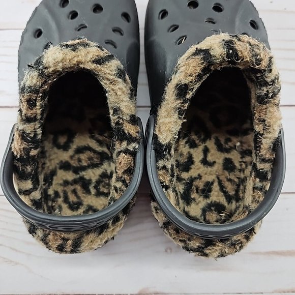 Crocs Baya Clog Toddler C8‎ C9 Brown Leopard Lined Clog - Picture 7 of 9